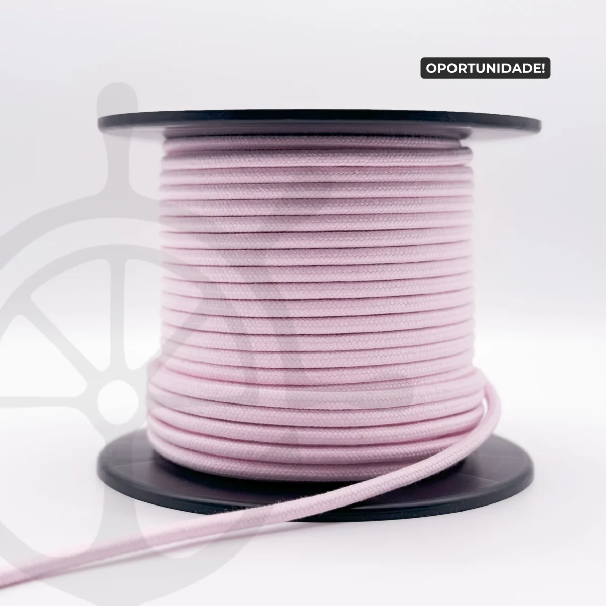Corda Entrançada com Alma 100% Algodão Rosa Bebé – 6mm [OPORTUNIDADE]