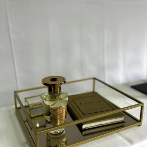 Tabuleiro Decorativo S - Dourado com espelho Branco