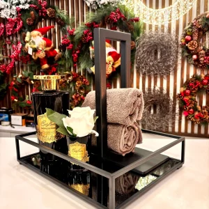 Tabuleiro Decorativo S - Preto com espelho Gris