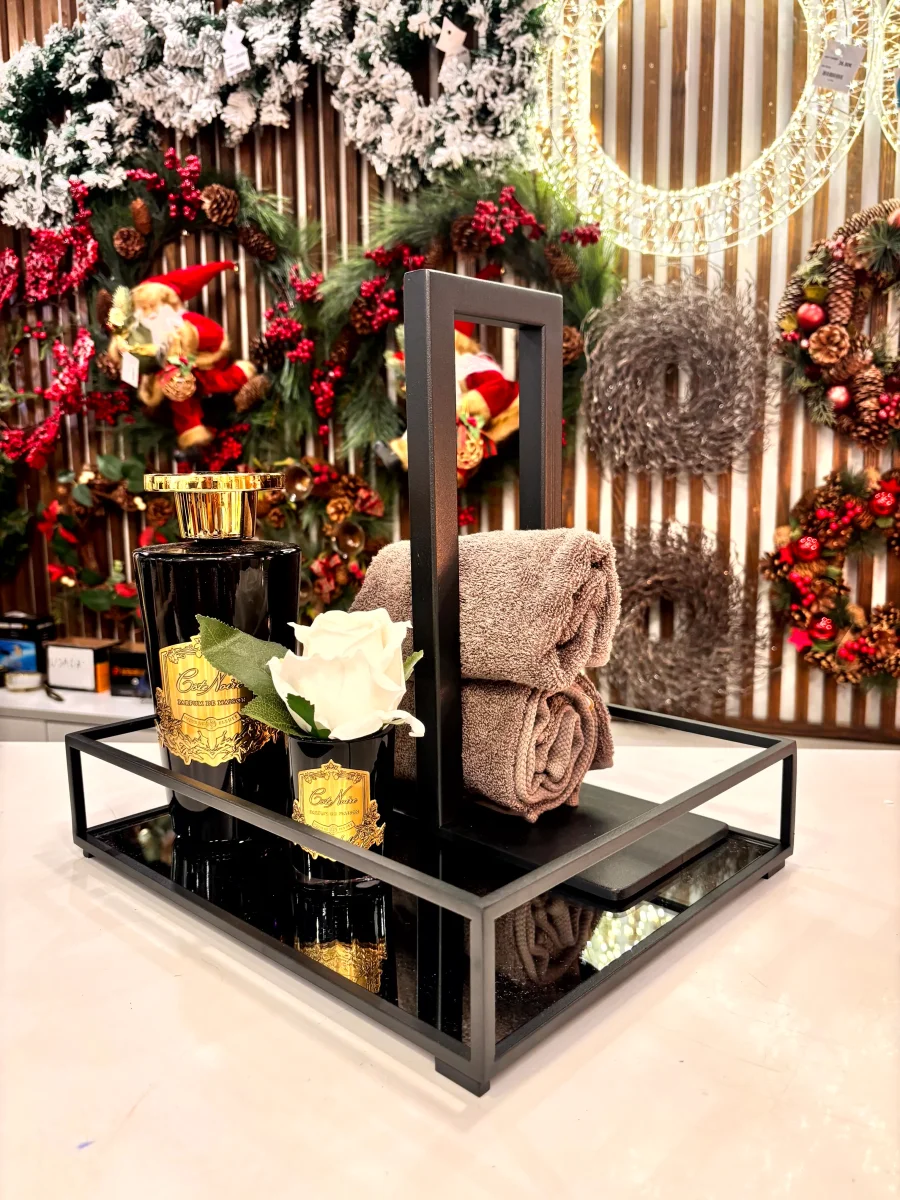 Tabuleiro Decorativo S – Preto com espelho Gris