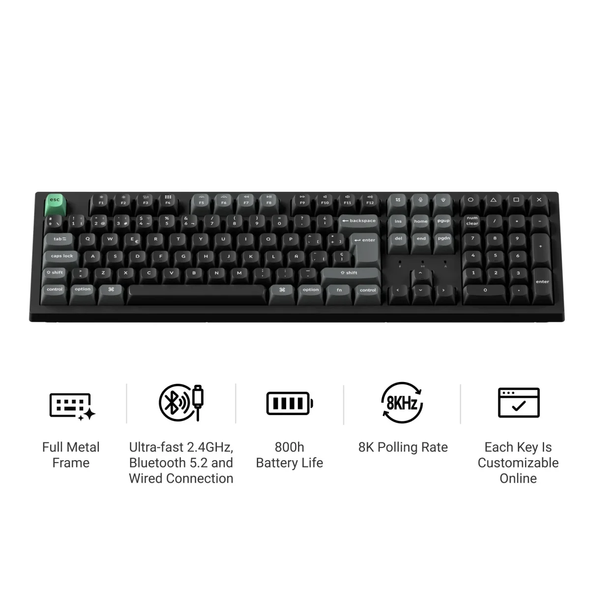 Teclado mecânico personalizável sem fios Keychron K10 Ultra 8K (disposição ISO)