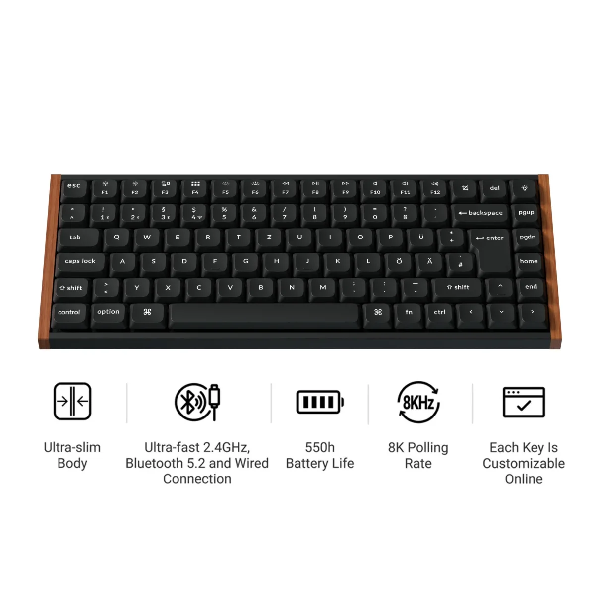 Coleção de teclados mecânicos sem fios personalizados Keychron K3 Ultra 8K com disposição ISO