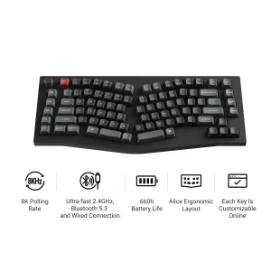 Teclado mecânico personalizado sem fios Keychron V10 Ultra 8K (disposição ANSI dos EUA)
