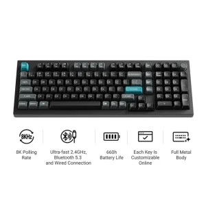 Teclado mecânico personalizado sem fios Keychron Q5 Ultra 8K