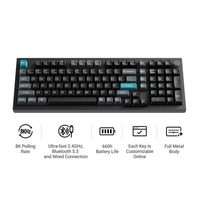 Teclado mecânico personalizado sem fios Keychron Q5 Ultra 8K