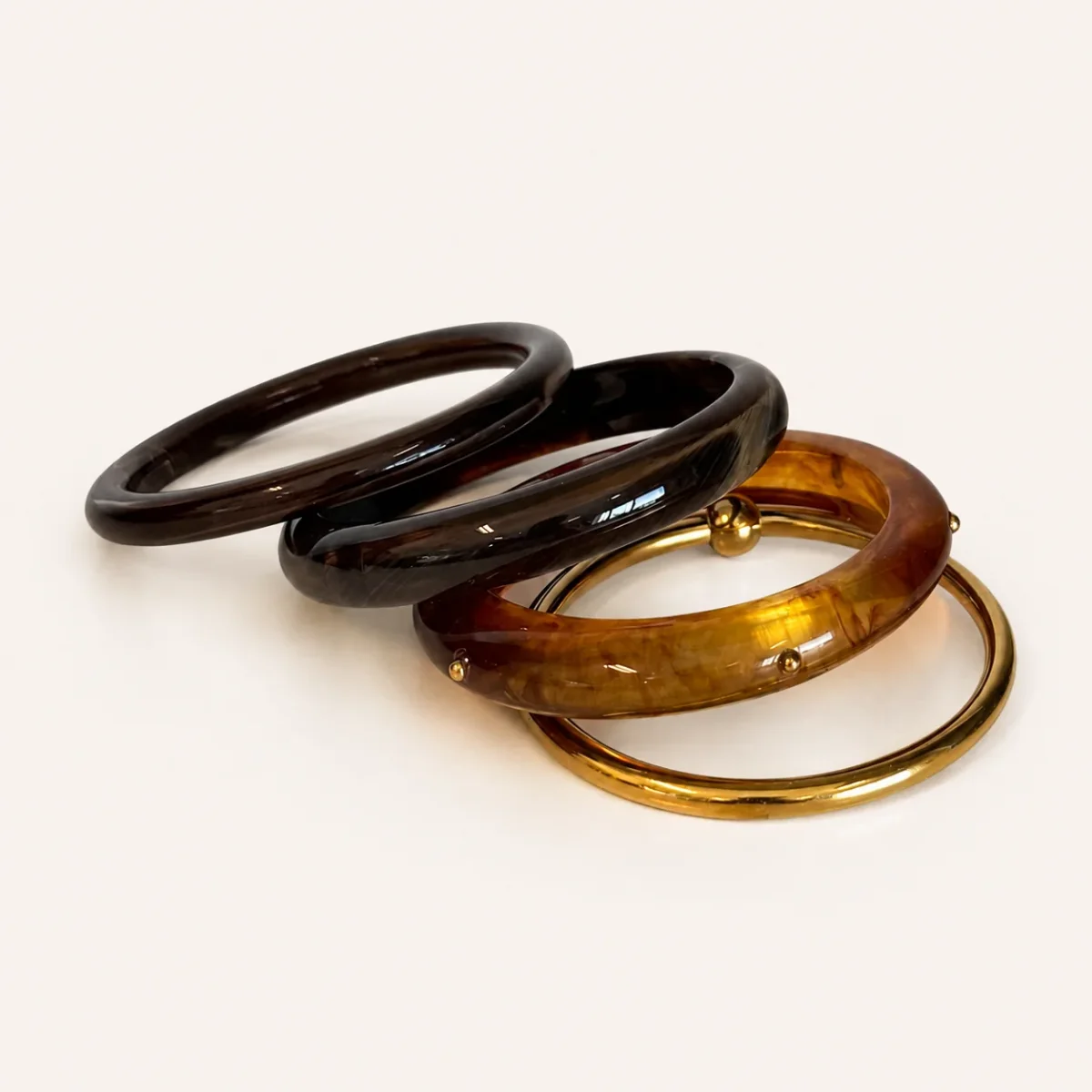 Pulseiras de resina e Aço inox | Marrom