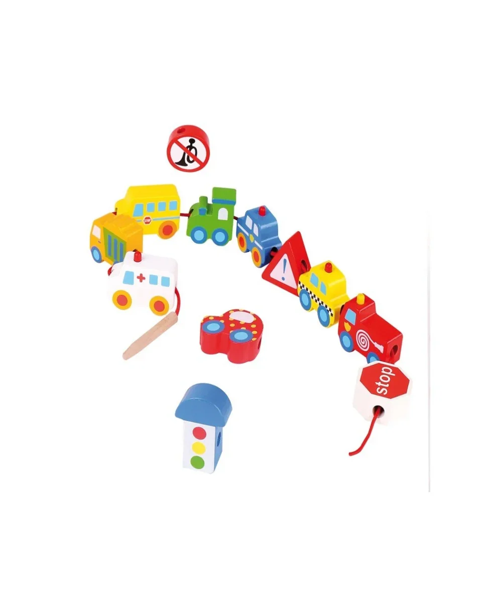 Jogo de contas de madeira Transportes